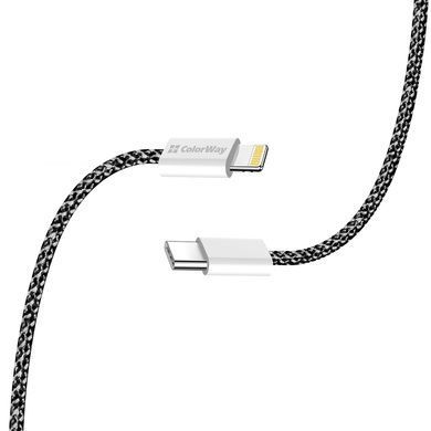 Кабель ColorWay Lightning + USB Type-C (M/M), 3.0 А, 1 м, Black (CW-CBPDCL061-BK) [604169]