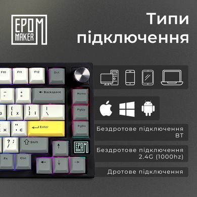 Клавіатура бездротова Epomaker TH80 SE 75% Budgerigar V2 Switch Hot-Swap (2.4G/BT/USB) RGB UA Black (TH80-SE-B-BV2) [614134]