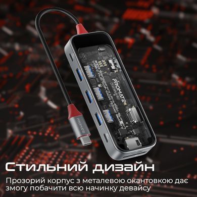 USB-хаб Promate USB Type-C 9-в-1 Grey (transhub-go) [605153]