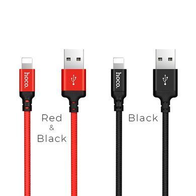 Кабель HOCO X14 USB to iP 2A, 2m, nylon, aluminum connectors, Black (6957531062882) [802351]