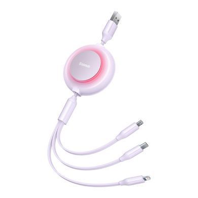 Кабель Baseus Bright Mirror 2 Series Retractable 3-in-1 Fast Charging Data Cable USB to M+L+C 3.5A 1.1m Purple (CAMJ010005) [802621]