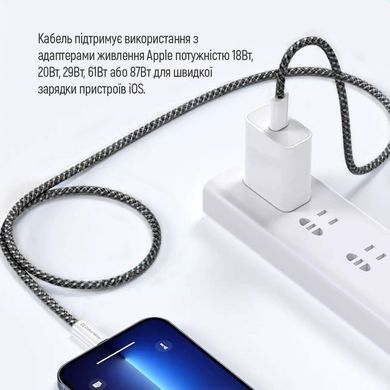 Кабель ColorWay Lightning + USB Type-C (M/M), 3.0 А, 1 м, Black (CW-CBPDCL061-BK) [604169]