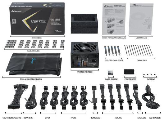 Блок живлення ATX 1200W SEASONIC (VERTEX PX 1200-ATX31) [501552]