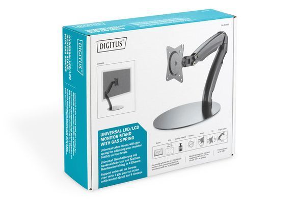 Кріплення DIGITUS Monitor Stand gas spring, 17-27", з нахилом, поворотом (DA-90365) [16999]
