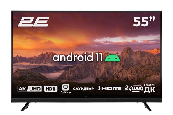 2E Телевізор 55" LED 4K 50Hz Smart Android Black soundbar (2E-55A06L)