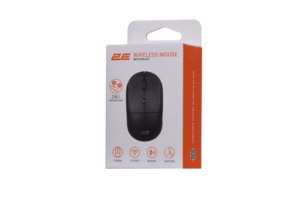 Миша 2E MF218 Silent, WL/BT, чорний (2E-MF218WBK) [104007]
