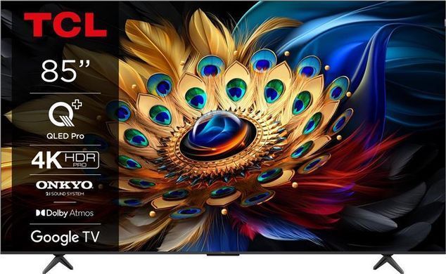 Телевізор 85" TCL QLED 4K 60Hz Smart Google TV Titan ONKYO sound (85C655) [111215]