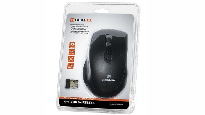 Миша бездротова REAL-EL RM-300 Black/Grey (EL123200012) [606313]