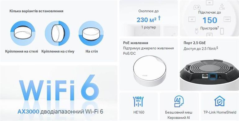 WiFi Mesh-система TP-Link Deco X50 PoE(1-pack) (DECO-X50-POE-1-PACK) [609585]