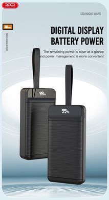 Портативний зарядний пристрій XO PR158 - 50000 mAh 3-Input PD20W + QC22.5W with light Black (PR158_Black) [201934]