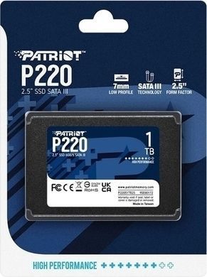 Накопичувач SSD 1TB Patriot P220 2.5" SATAIII TLC (P220S1TB25) [608104]