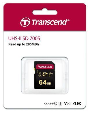 Карта пам'яті Transcend SD 64GB C10 UHS-II U3 R285/W220MB/s 4K (TS64GSDC700S) [108896]