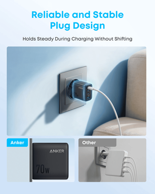 Мережевий зарядний пристрій Anker Charger - 70W, 3xUSB-C PD 3.0 & 1xUSB-A Black (A121CG11) [204391]