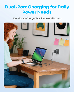 Мережевий зарядний пристрій Anker Charger - 70W, 3xUSB-C PD 3.0 & 1xUSB-A Black (A121CG11) [204391]