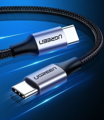Кабель USB 2.0 Type-C M-M, 1 м, 60W Чорний, Round Cable Aluminum Shell US261 UGREEN (50150) [404046]