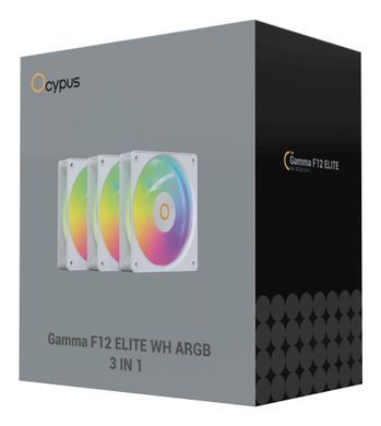 Набір із трьох вентиляторів для корпусу 120MM GAMMA F12 ELITE WH ARGB 3 IN 1 OCYPUS (GAMMA-F12-WH3AM00E-GL) [502905]