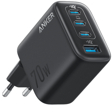 Мережевий зарядний пристрій Anker Charger - 70W, 3xUSB-C PD 3.0 & 1xUSB-A Black (A121CG11) [204391]