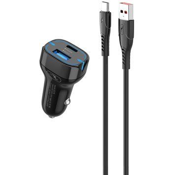 Автомобільний зарядний пристрій SkyDolphin SZ19T PD 20W + QC3.0 20W Black + кабель Type-C (SDAZP-000104) [603314]