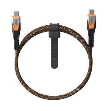 Кабель USB-C > USB-C 3.2 заряджання/синхронізації UAG 0.75м, 240Вт, Type-C, Rugged Double Braided Nylon, Black/Orange (9B4415114097) [108603]