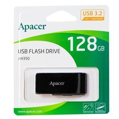 Флеш-накопичувач Apacer USB 3.2 Gen 1 AH350 128Gb Black (AP128GAH350B-1) [803107]