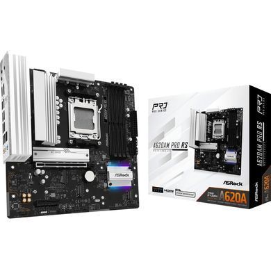 Материнська плата ASRock (AM5/A620A, 4*DDR5, PCIex16, DP/HDMI, 2xSATA, 3xM.2, 2.5GLan, 8ch, mATX) (A620AM PRO RS) [403893]