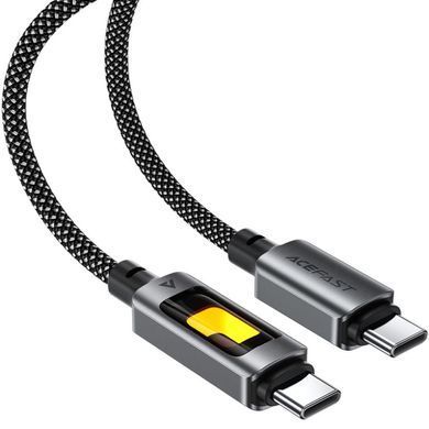 Кабель USB 2.0 Type-C M-M, 1.2 м 60W C21-03, aluminum alloy, color indicator, Black Acefast (6974316284666) [404583]