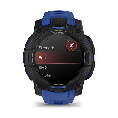Смарт-годинник Garmin Instinct 3 45mm AMOLED Black with Bolt Blue/Black Silicone Band (010-02936-03) [619509]