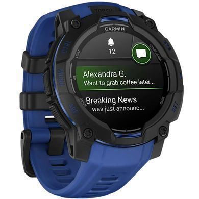 Смарт-годинник Garmin Instinct 3 45mm AMOLED Black with Bolt Blue/Black Silicone Band (010-02936-03) [619509]