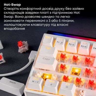 Клавіатура Ajazz NK68 Red Switch White USB-C (NK68-R-W) [618099]