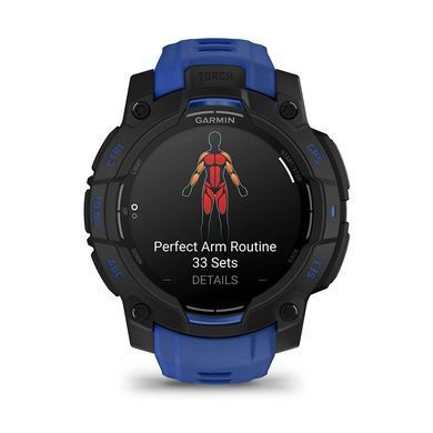Смарт-годинник Garmin Instinct 3 45mm AMOLED Black with Bolt Blue/Black Silicone Band (010-02936-03) [619509]
