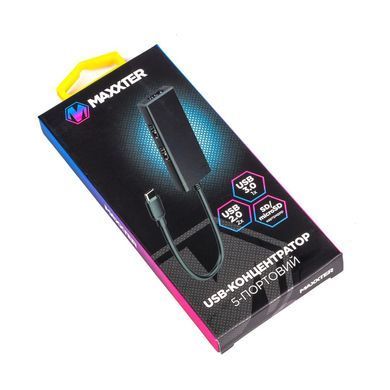 USB-хаб Maxxter USB Type-C 5-в-1 Black (HU3C-3PTF-01) [608401]