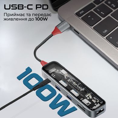 USB-хаб Promate USB Type-C Grey (transhub-lite) [605173]