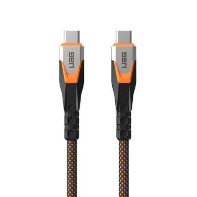 Кабель USB-C > USB-C 3.2 заряджання/синхронізації UAG 0.75м, 240Вт, Type-C, Rugged Double Braided Nylon, Black/Orange (9B4415114097) [108603]