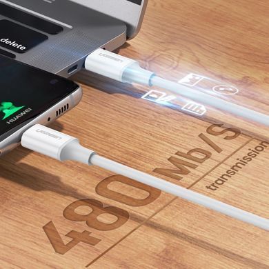 Кабель USB 2.0 Type-C M-M, 1 м, 60W Білий, ABS Cover US264 UGREEN (60518) [402430]
