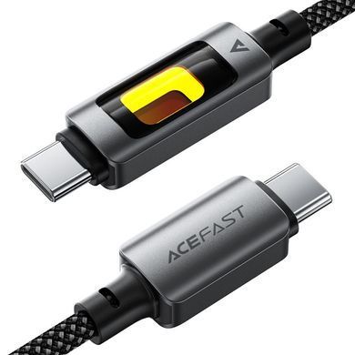 Кабель USB 2.0 Type-C M-M, 1.2 м 60W C21-03, aluminum alloy, color indicator, Black Acefast (6974316284666) [404583]