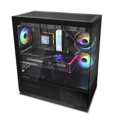 Корпус Zalman Chronix без БЖ, 1xUSB3.0, 1xUSB2.0, 1x Type C, 2x120мм ARGB Reverse, 1x120мм ARGB, VGA 410мм, LCS ready, TG Side/Front Panel, ATX, чорний (CHRONIXBLACK) [109655]