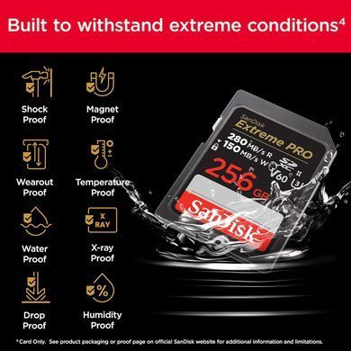 Карта пам'яті SanDisk SD 256GB C10 UHS-II U3 R280/W150MB/s Extreme Pro V60 (SDSDXEP-256G-GN4IN) [110040]