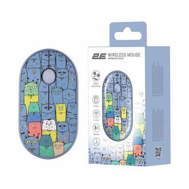 Миша 2E MF300 PETS:CATS Silent WL BT, синій (2E-MF300WPETSBL) [104091]