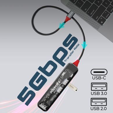 USB-хаб Promate USB Type-C Grey (transhub-lite) [605173]