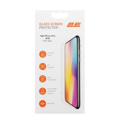 Захисне скло 2E для Apple iPhone 16 Pro(6.3), 2.5D FCFG, (1 Pack), чорна рамка (2E-IP-16P-6.3-SMFCFG-BB) [103138]