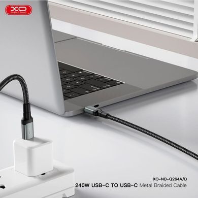 Кабель XO NBQ264A High Power Braided Type-C to Type-C - 240W - 2m Black (NBQ264B_С_Black) [202513]