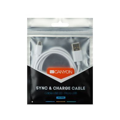 Кабель Canyon USB - Lightning (M/M) 1 м, White (CNE-CFI1W) [603660]