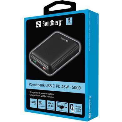 УМБ Sandberg 15000mAh 45W PD, 20V/2.25A UPS mode, 2хUSB Type-C OUT (420-66) [402191]