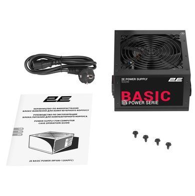 Блок живлення 2E Basic Power (500W), >80%, 120мм, 1xMB 24pin(20+4), 1xCPU 8pin(4+4), 3xMolex, 4xSATA, 2xPCIe 8pin(6+2) (2E-BP500-120APFC) [111676]