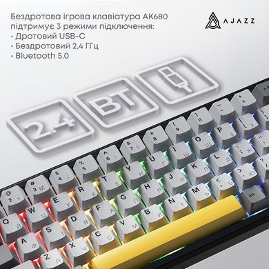 Клавіатура бездротова Ajazz AK680 Max (8+8K) Magnetic Switch Black (AK680-M-BGY-A) [612712]