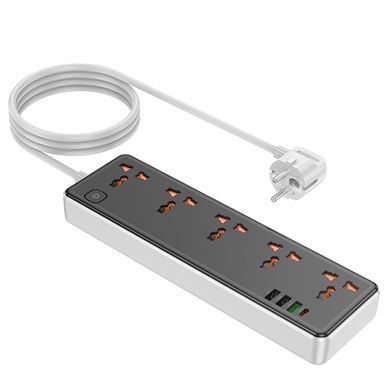 Мережевий подовжувач HOCO AC14A Rico 5-position socket(PD30W/1C3A) Black (6942007607179) [802779]