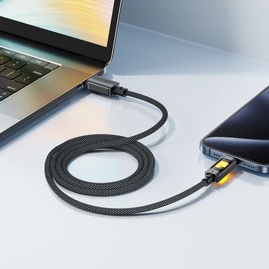 Кабель USB 2.0 Type-C M-M, 1.2 м 60W C21-03, aluminum alloy, color indicator, Black Acefast (6974316284666) [404583]