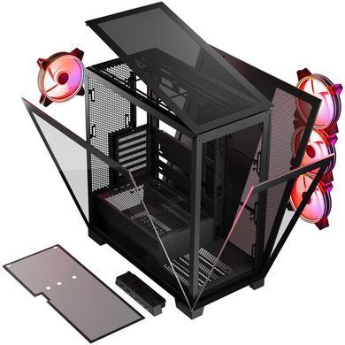 Корпус Modecom VOLCANO SPACE APEX ARGB 4x140mm fans MIDI USB 3.0x2+TYPE-C BLACK без БЖ ATX (AT-SPACE-PG-10-000000-000) [403123]