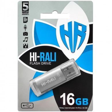 Флеш-накопичувач USB 16GB Hi-Rali Rocket Series Silver (HI-16GBVCSL) [607122]