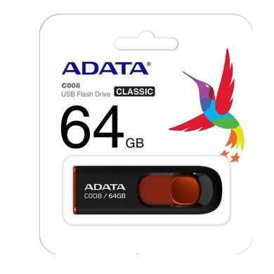 Флеш-накопичувач ADATA USB 2.0 C008 64Gb Black/Red (AC008-64G-RKD) [806432]
